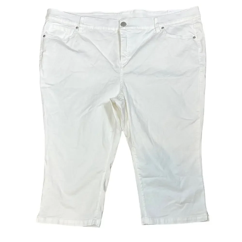 Lane Bryant Mid Rise Pedal Capri White Size 24 Petite